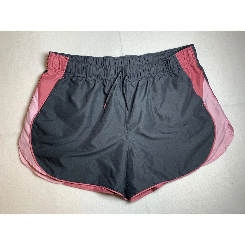 BCG Women's 2X Running Shorts Gray Pink Athletic Gym Dolphin Hem Pockets‎